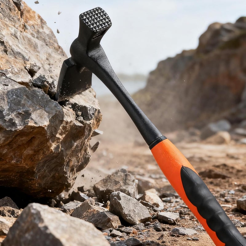 FUNSUEI 2 PCS 36oz Masonry Brick Hammer, All Steel Forged Brick Hammer with Non-Slip Shock Absorbing Grip, Geologist Rock Hammers for Mining Prospecting - Image 4